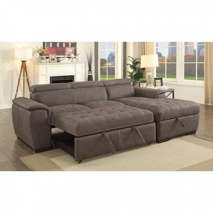 Patty CM6514BR Ash Brown Contemporary Sectional By furniture of america - sofafair.com