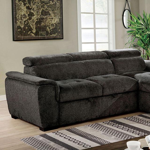 Patty CM6514DG Dark Gray Contemporary Sectional By Furniture Of America - sofafair.com