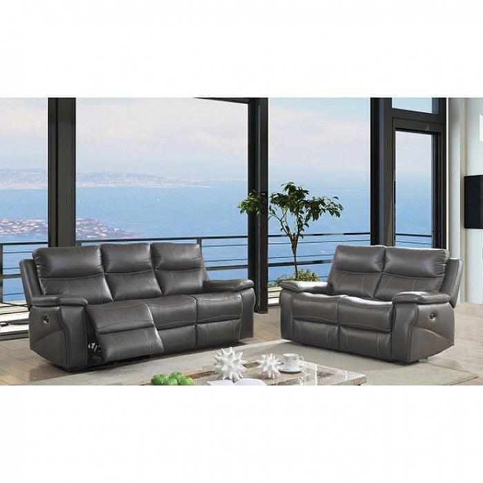 Lila CM6540-PM-CH Gray Transitional Power-Assist Recliner By furniture of america - sofafair.com