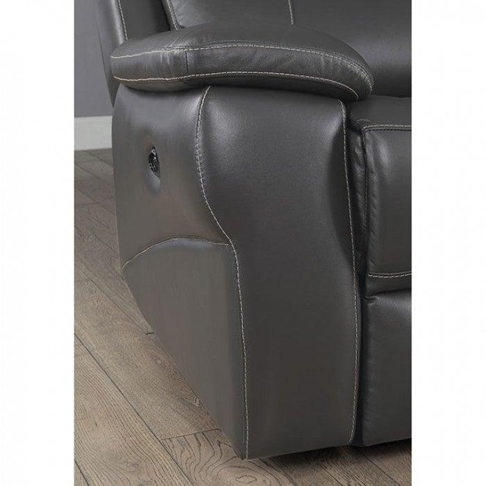 Lila CM6540-PM-CH Gray Transitional Power-Assist Recliner By furniture of america - sofafair.com