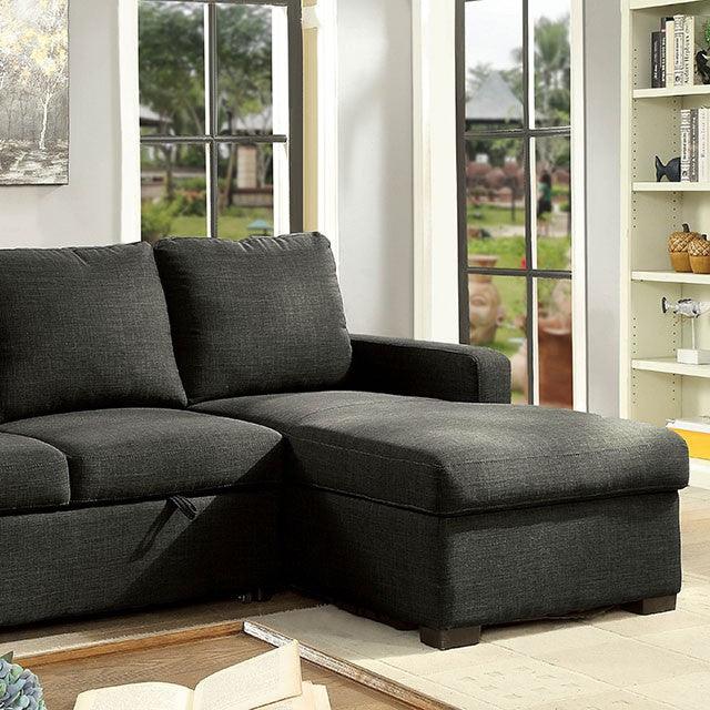 Arabella CM6564DG Dark Gray Transitional Sectional By Furniture Of America - sofafair.com