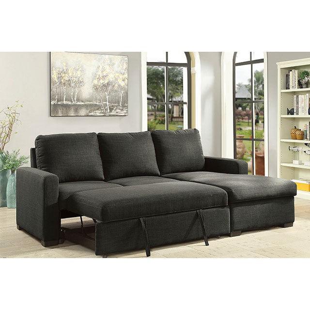 Arabella CM6564DG Dark Gray Transitional Sectional By Furniture Of America - sofafair.com