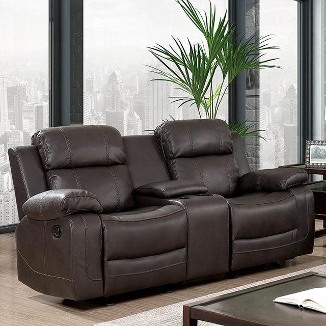 Pondera CM6568-LV Dark Brown Transitional Love Seat By Furniture Of America - sofafair.com