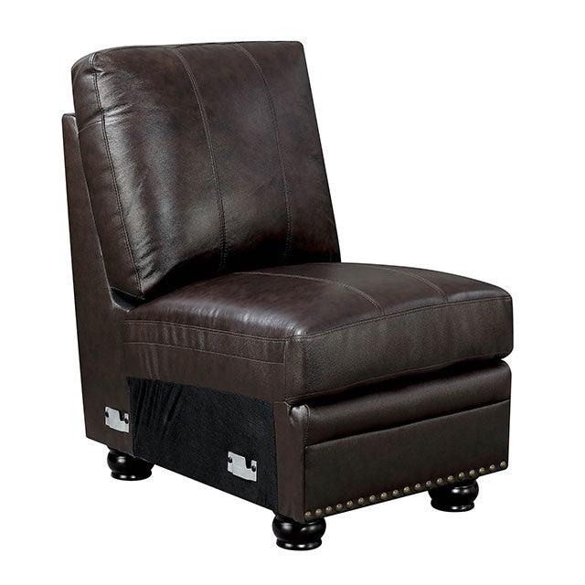 Edith CM6579-CH Dark Brown Transitional Armless Chair By Furniture Of America - sofafair.com