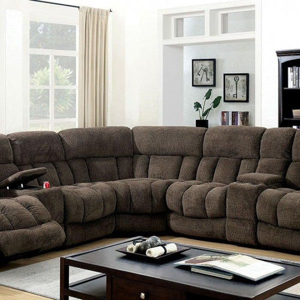Irene CM6585BR-SECT Brown Transitional Sectional By furniture of america - sofafair.com