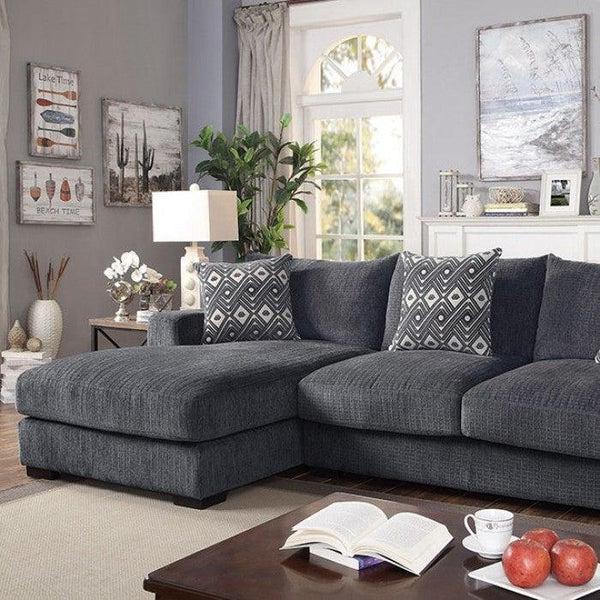 Kaylee CM6587-SECT-L Gray Contemporary L-Sectional w/ Left Chaise By furniture of america - sofafair.com