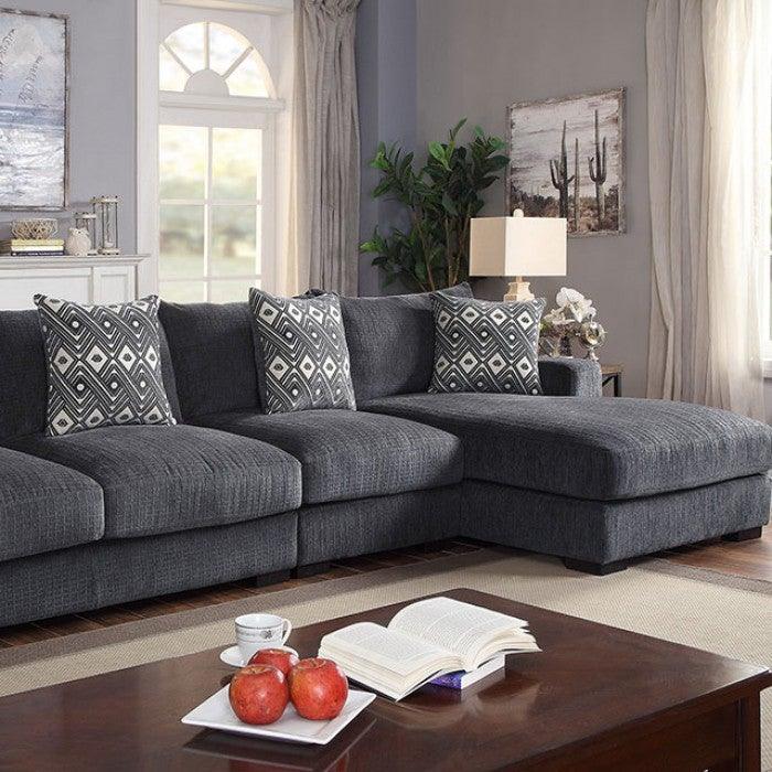 Kaylee CM6587-SECT-LL-R Gray Contemporary Large L-Sectional w/ Right Chaise By furniture of america - sofafair.com