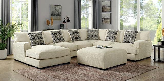Kaylee CM6587BG-SECT Beige Contemporary U-Sectional w/ Left Chaise By Furniture Of America - sofafair.com