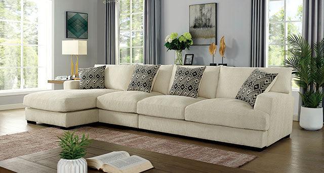 Kaylee CM6587BG-SECT-LL Beige Contemporary Large L-Sectional w/ Left Chaise By Furniture Of America - sofafair.com