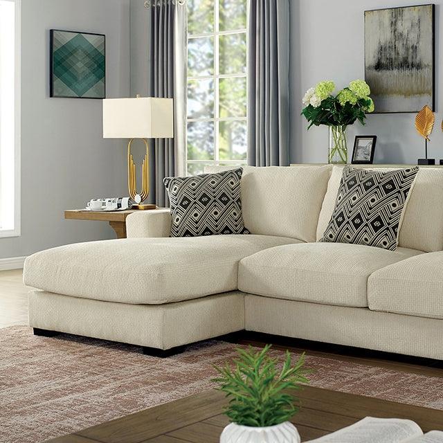 Kaylee CM6587BG-SECT-L Beige Contemporary L-Sectional w/ Left Chaise By Furniture Of America - sofafair.com
