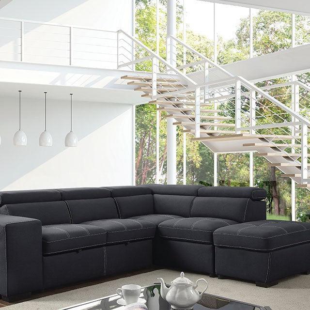Athene CM6603 Graphite Contemporary Sectional By Furniture Of America - sofafair.com