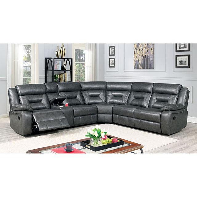 Omeet CM6642GY Gray Transitional Sectional By Furniture Of America - sofafair.com