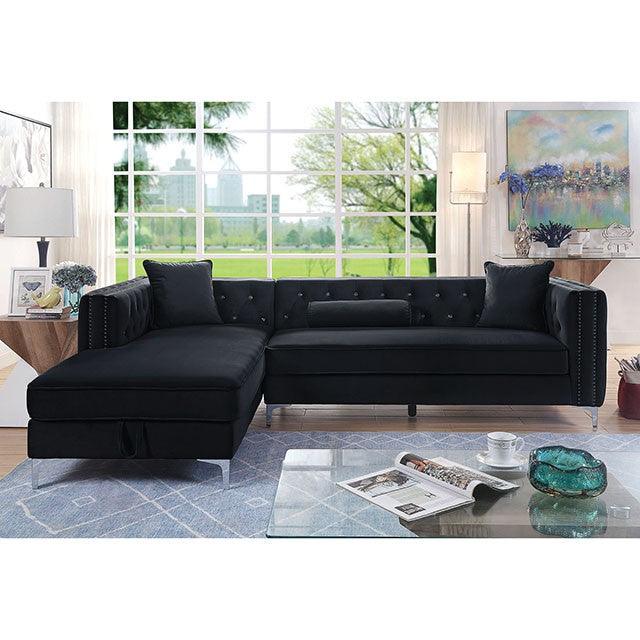 Amie CM6652BK-SECT Black Glam Sectional By Furniture Of America - sofafair.com