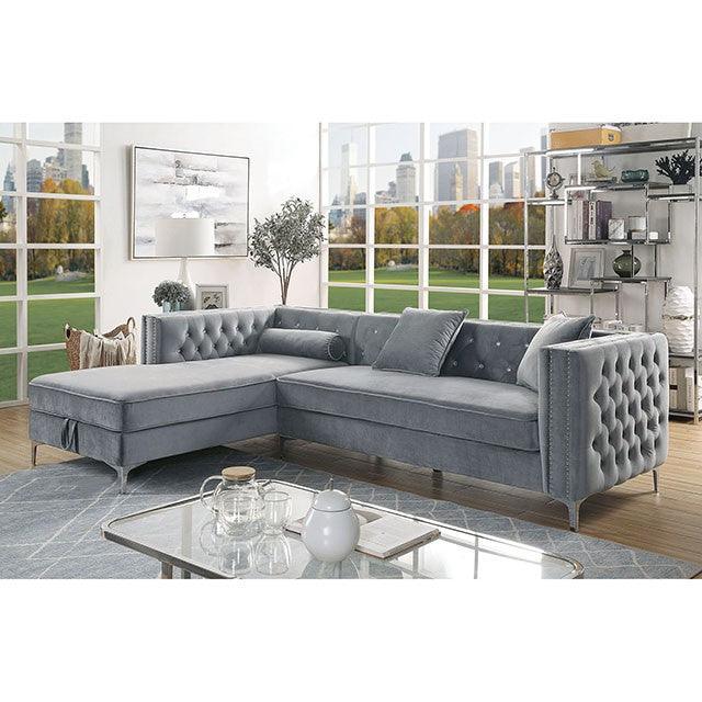 Amie CM6652GY-SECT Gray Glam Sectional By Furniture Of America - sofafair.com