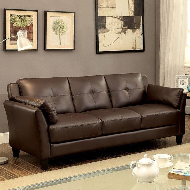 Pierre CM6717BR-SF Brown Contemporary Sofa By Furniture Of America - sofafair.com