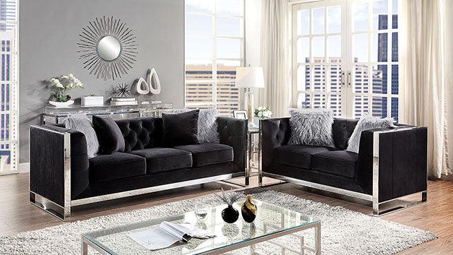 Evadne CM6748BK-LV Black Glam Loveseat By Furniture Of America - sofafair.com