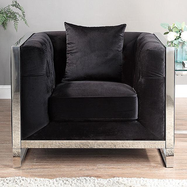 Evadne CM6748BK-CH Black Glam Chair By Furniture Of America - sofafair.com