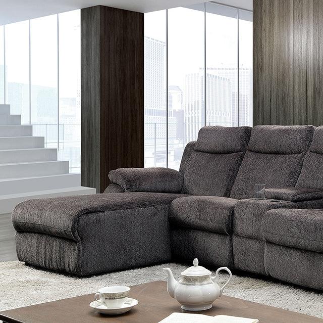 Kamryn CM6771WG Warm Gray Transitional Sectional w/ Console By Furniture Of America - sofafair.com