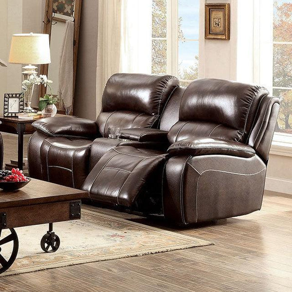 Ruth CM6783BR-LV Brown Transitional Love Seat By Furniture Of America - sofafair.com