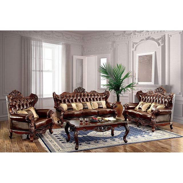 Jericho CM6786-LV Brown/Dark Oak Traditional Love Seat By Furniture Of America - sofafair.com