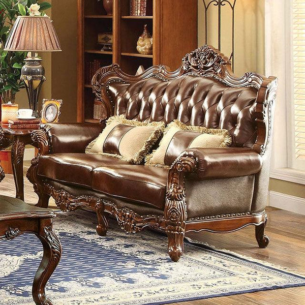 Jericho CM6786-LV Brown/Dark Oak Traditional Love Seat By Furniture Of America - sofafair.com