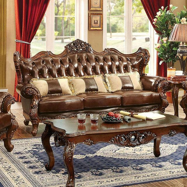 Jericho CM6786-SF Brown/Dark Oak Traditional Sofa By Furniture Of America - sofafair.com