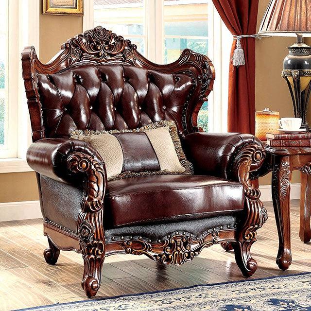 Jericho CM6786-CH Brown/Dark Oak Traditional Chair By Furniture Of America - sofafair.com