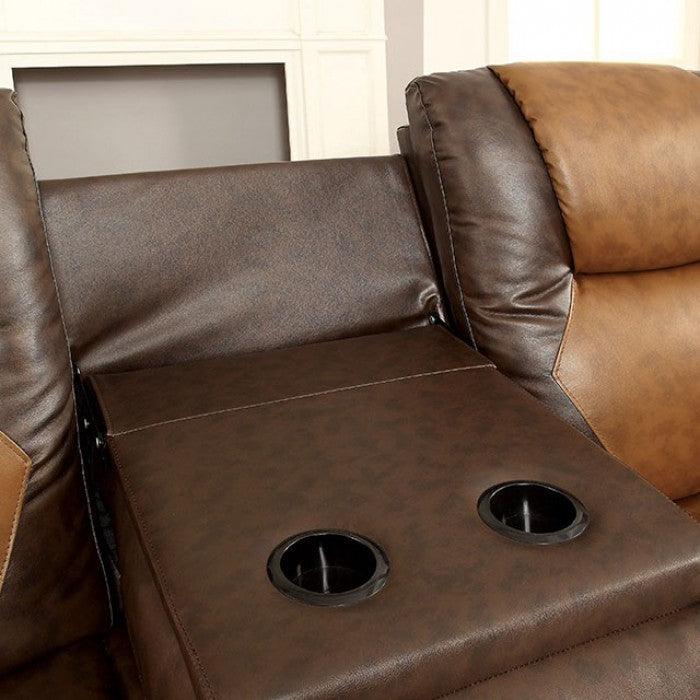 Pollux CM6864-LV Brown/Dark Brown Transitional Love Seat By furniture of america - sofafair.com