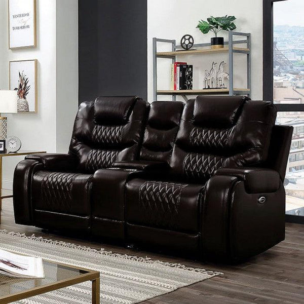 Marley CM6894BR-LV Brown Transitional Power Love Seat By furniture of america - sofafair.com