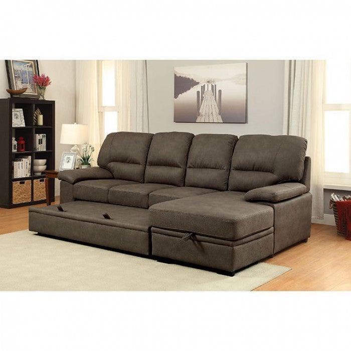 Alcester CM6908BR Ash Brown Contemporary Sectional By furniture of america - sofafair.com