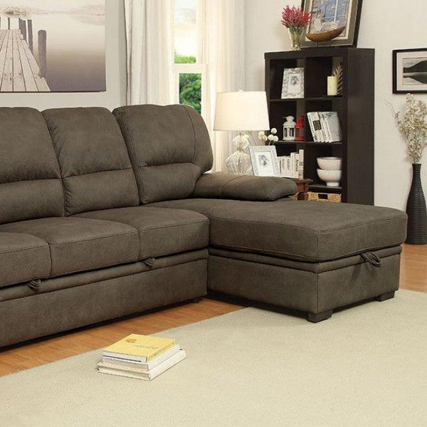 Alcester CM6908BR Ash Brown Contemporary Sectional By furniture of america - sofafair.com