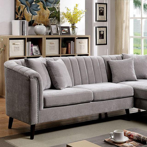 Goodwick CM6947 Light Gray Mid-century Modern Sectional By Furniture Of America - sofafair.com