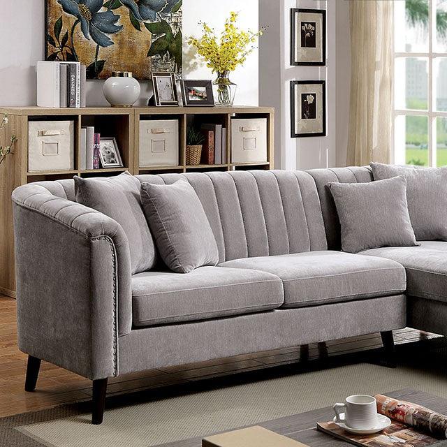 Goodwick CM6947 Light Gray Mid-century Modern Sectional By Furniture Of America - sofafair.com