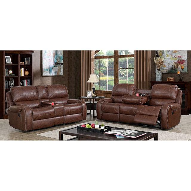 Walter CM6950BR-LV Brown Transitional Love Seat By Furniture Of America - sofafair.com