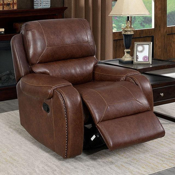 Walter CM6950BR-CH Brown Transitional Recliner By Furniture Of America - sofafair.com