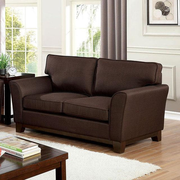 Caldicot CM6954BR-LV Brown Transitional Love Seat By Furniture Of America - sofafair.com