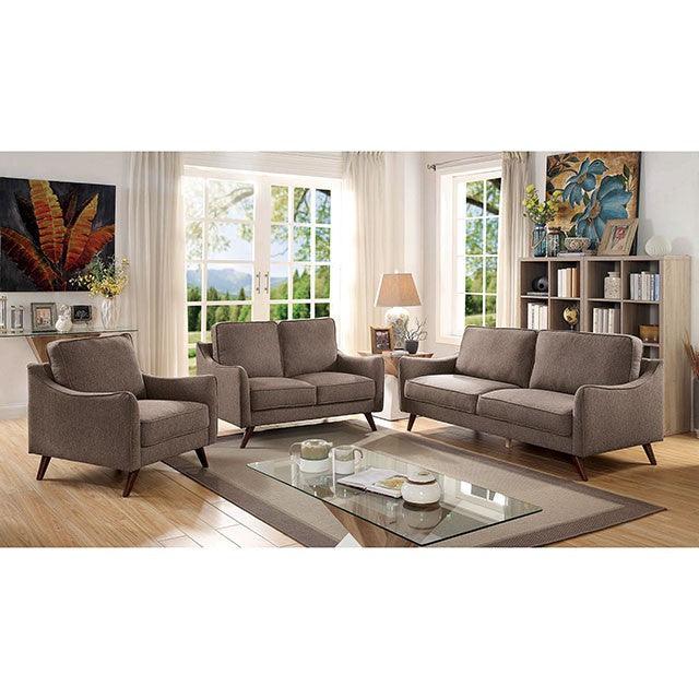 Maxime CM6971BR-LV Light Brown Mid-century Modern Love Seat By Furniture Of America - sofafair.com