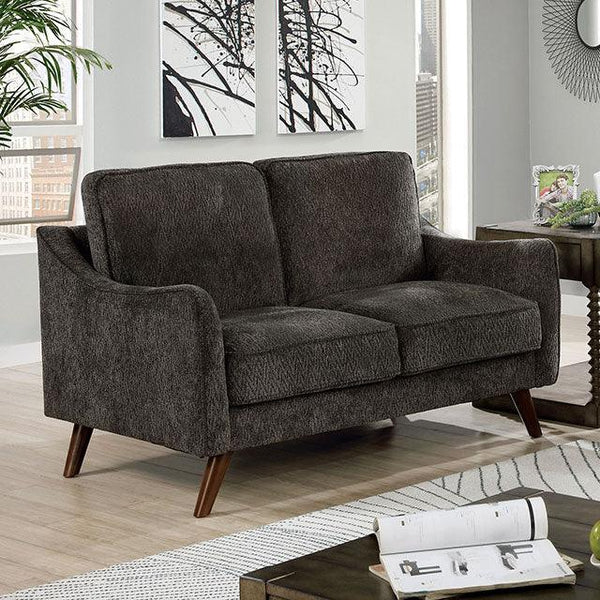 Maxime CM6971DG-LV Dark Gray Mid-century Modern Loveseat By Furniture Of America - sofafair.com