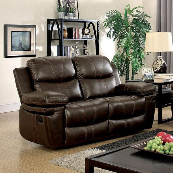 Listowel CM6992-LV Brown Transitional Love Seat By Furniture Of America - sofafair.com