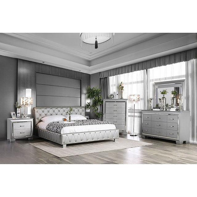 Juilliard CM7056SV Silver Contemporary Bed By Furniture Of America - sofafair.com