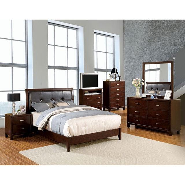 Enrico Brown Cherry Contemporary Bed By Furniture Of America - sofafair.com