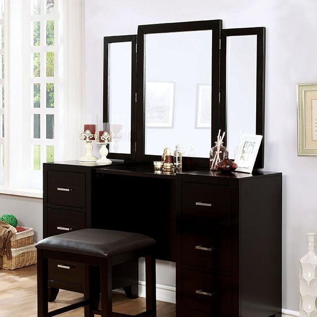 Enrico CM7088V Espresso Contemporary Vanity w/ Stool By Furniture Of America - sofafair.com