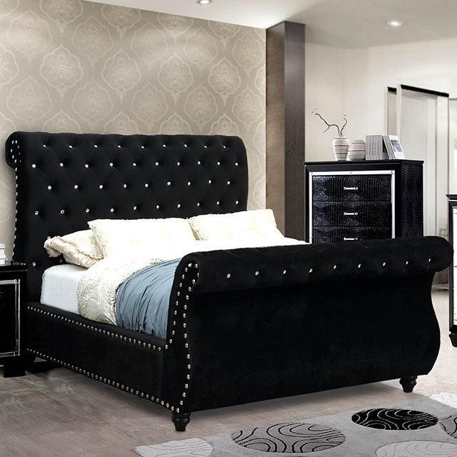 Noella CM7128BK Black Glam Bed By Furniture Of America - sofafair.com