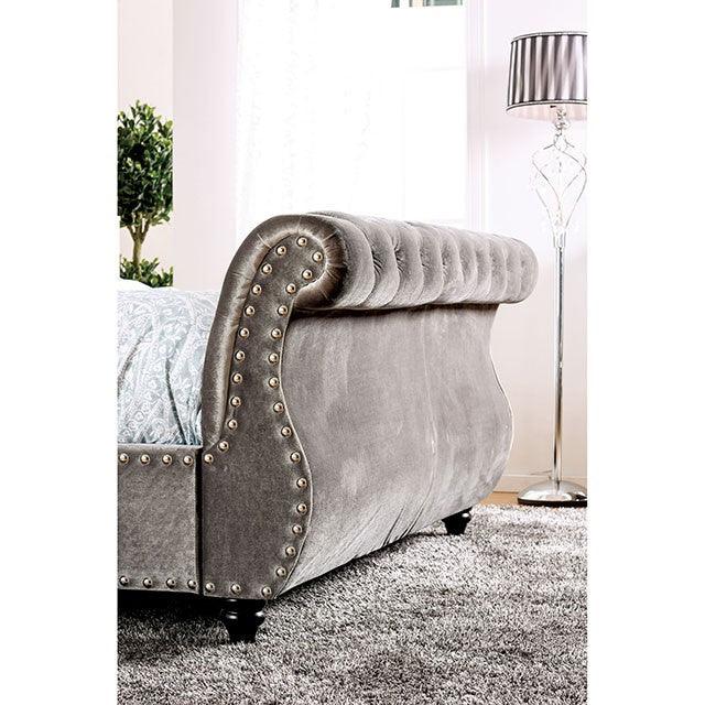 Noella CM7128GY-Q Gray Glam Bed By Furniture Of America - sofafair.com
