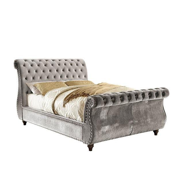 Noella CM7128GY-Q Gray Glam Bed By Furniture Of America - sofafair.com
