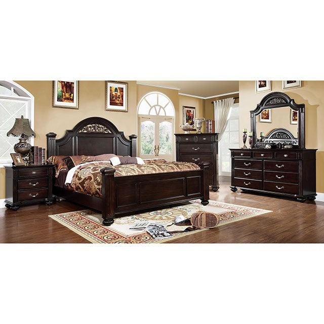 Syracuse CM7129 Dark Walnut Traditional Bed By Furniture Of America - sofafair.com