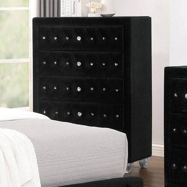 Zohar CM7130BK-C Black/Silver Glam Chest By Furniture Of America - sofafair.com