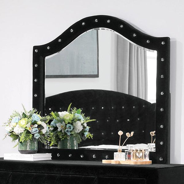 Zohar CM7130BK-M Black/Silver Glam Mirror By Furniture Of America - sofafair.com