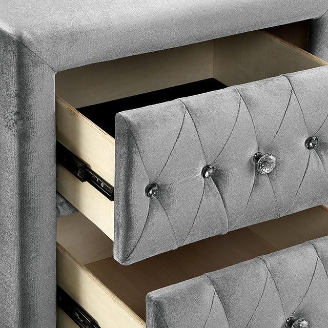 Zohar CM7130GY-C Gray/Silver Glam Chest By Furniture Of America - sofafair.com
