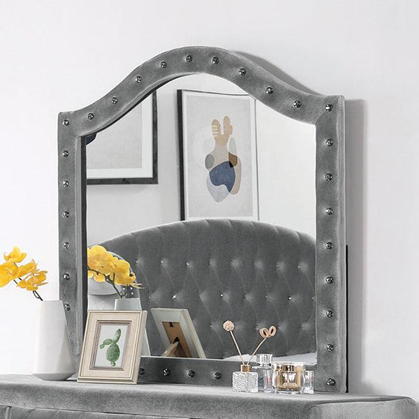 Zohar CM7130GY-M Gray/Silver Glam Mirror By Furniture Of America - sofafair.com
